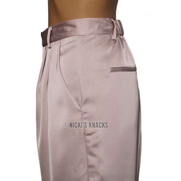 Jason Wu Champagne Satin High Waisted Pleated Front Tapered Dress Pants Size L - Picture 6 of 13